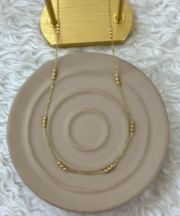 Altın Renk Mini Top Detaylı Zarif Zincir Kolye | Minimalist Kadın Takı