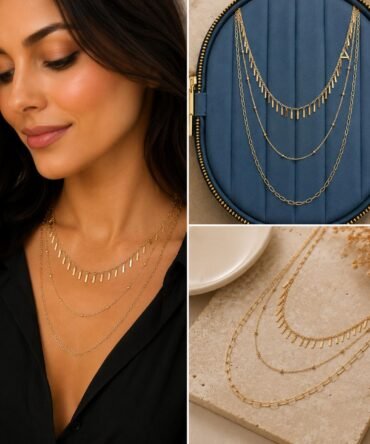 Gold Çok Katmanlı Püsküllü Zincir Kolye | Modern Şıklık