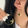 Göçmen Kuşlar Motifli 316L Çelik Halka Küpe - Minimalist ve Özgür Ruhlu Tasarım