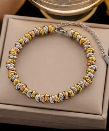 Paslanmaz Çelik Üç Renkli Modern Bileklik | Unisex ve Dayanıklı