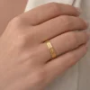 Çok Sıralı Altın Rengi Modern Kadın Yüzük | Şık ve Trend Tasarım | Beden 19