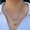 Çelik İki Renkli U Tasarım Zincir Kolye | Modern & Şık Duo Kolye
